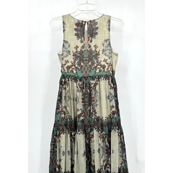 ANTHROPOLOGIE BHANUNI BY JYOTI maxi dress floral beaded sleeveless ruffle 4 - Picture 6 of 11